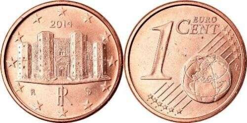 1 centesimo di Euro italiano. Fronte e resto